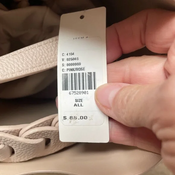 Anthropologie Light Pink/Rose Bucket Bag with Braided Handle - Picture 12 of 12